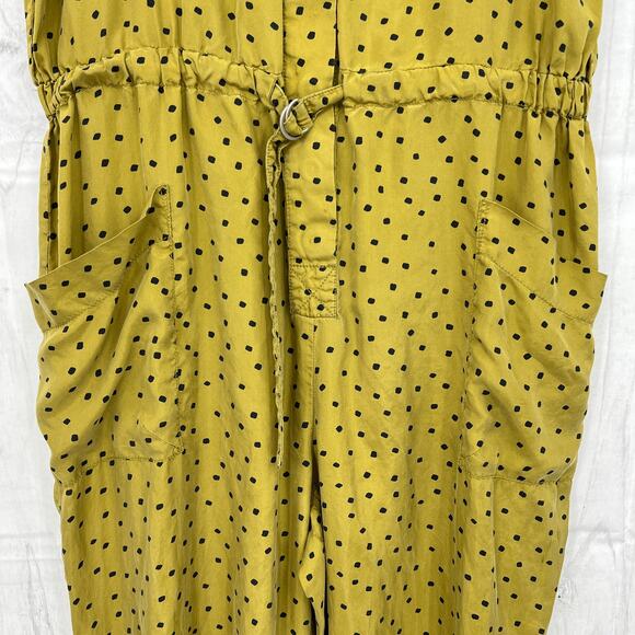 Tanya Taylor US 2 Womens Olive Green Silk Francis Jumpsuit Short Sleeve -Pockets - Picture 4 of 14